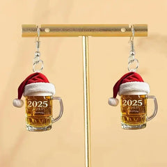2025 Christmas Beer Steins Acrylic Earrings The Hippie Vibe Shop