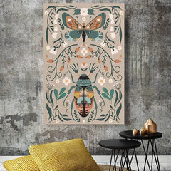 1pcs Modern Classic Wood Frame Canvas Wall Decor With Plant Flower & Butterfly Print, Girls Bedroom Wrap Canvas Painting, Animal Nature Digital Art, Realism Mid-Century Bohemian Collegiate Room Decor DC-Funny Candle Co