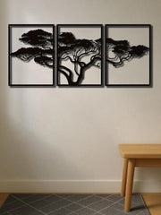 Set Of 3 Black Metal Tree Of Life Wall Arts,Stunning Boho Spiritual Decor DC-Funny Candle Co