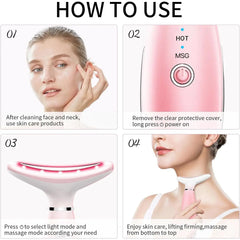 Neck Face Massager, Skin Care Face Massage Tool, 3-in-1 Facial Massager, Face Sculpting Tool With Thermals, Vibration DC-Funny Candle Co