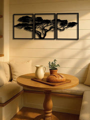 Set Of 3 Black Metal Tree Of Life Wall Arts,Stunning Boho Spiritual Decor DC-Funny Candle Co