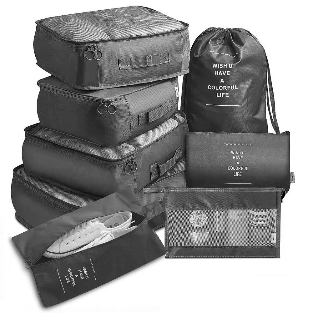 8-piece Set Luggage Divider Bag Travel Storage Clothes Underwear Shoes Organizer Packing Cube Bag The Hippie Vibe Shop