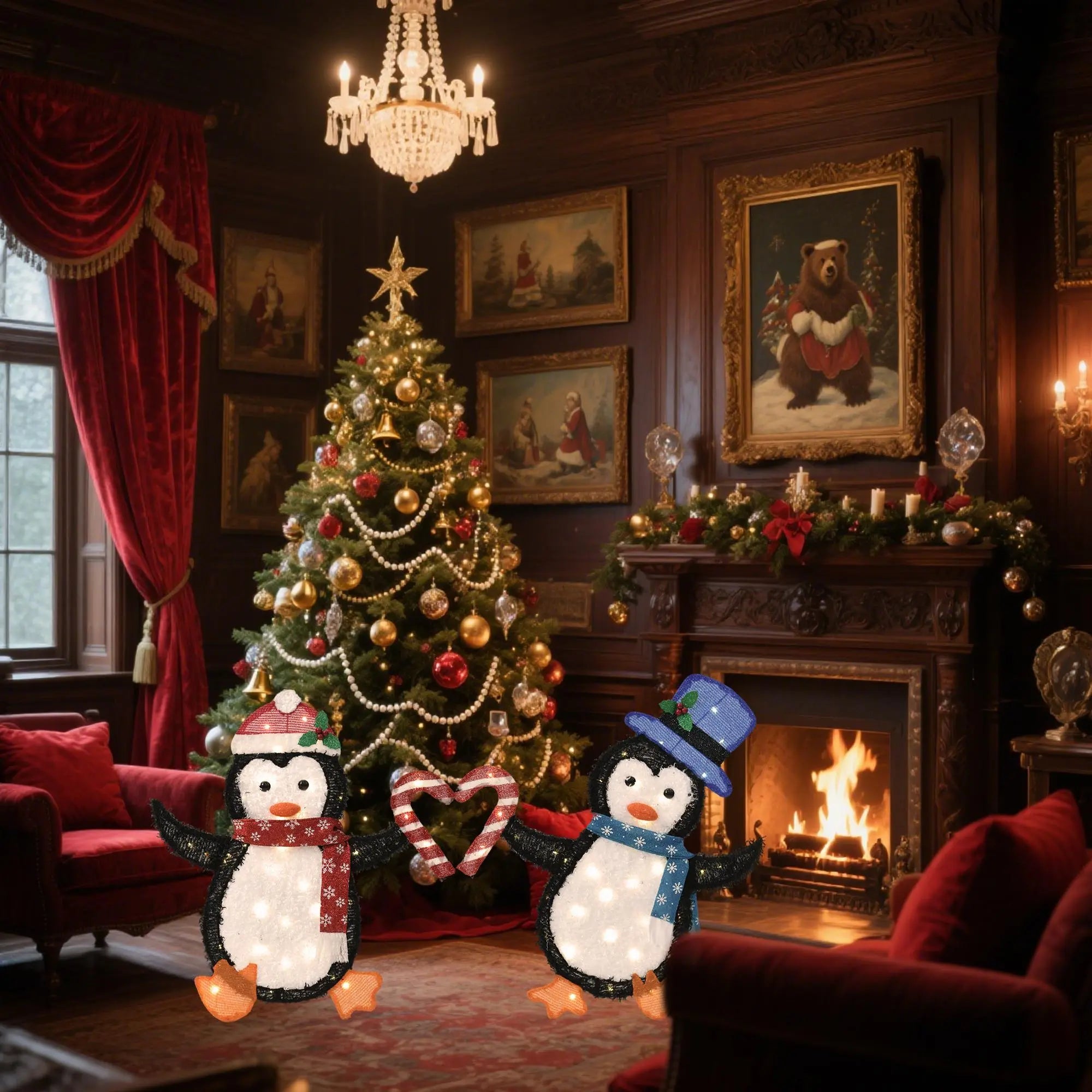 Heart-Shaped Penguin Lights - Festive Ambiance Lights For Christmas Parties And Holiday Home Decor DC-Funny Candle Co