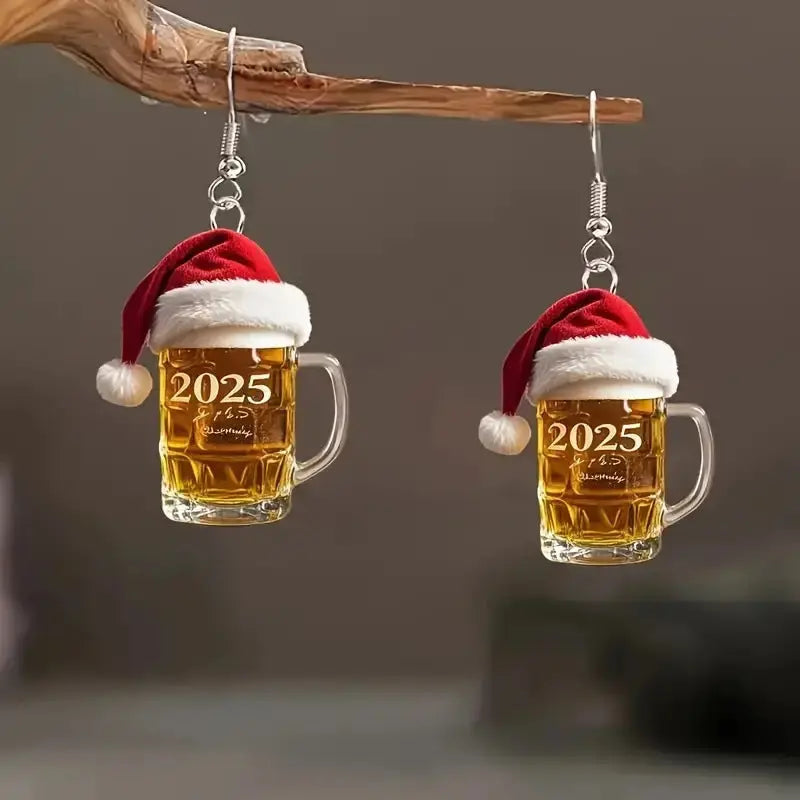 2025 Christmas Beer Steins Acrylic Earrings The Hippie Vibe Shop
