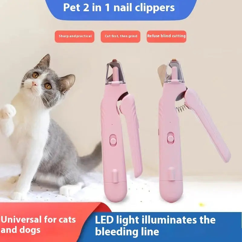 2 In 1 Pet Nail Clippers With Led Light Dog Cat Special Blood Line Scissors Multifunction Animals Paw Nail Trimmer Pet Supplies The Hippie Vibe Shop