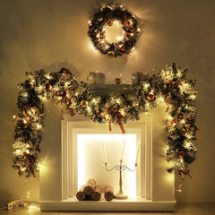 60cm Christmas Wreath With Glitter Balls & LED Lights - Festive Holiday Decor DC-Funny Candle Co