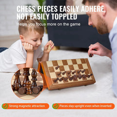 VEVOR Magnetic Wooden Chess Set, 15 Inch 2-IN-1 Chess Checkers Game Set DC-Funny Candle Co