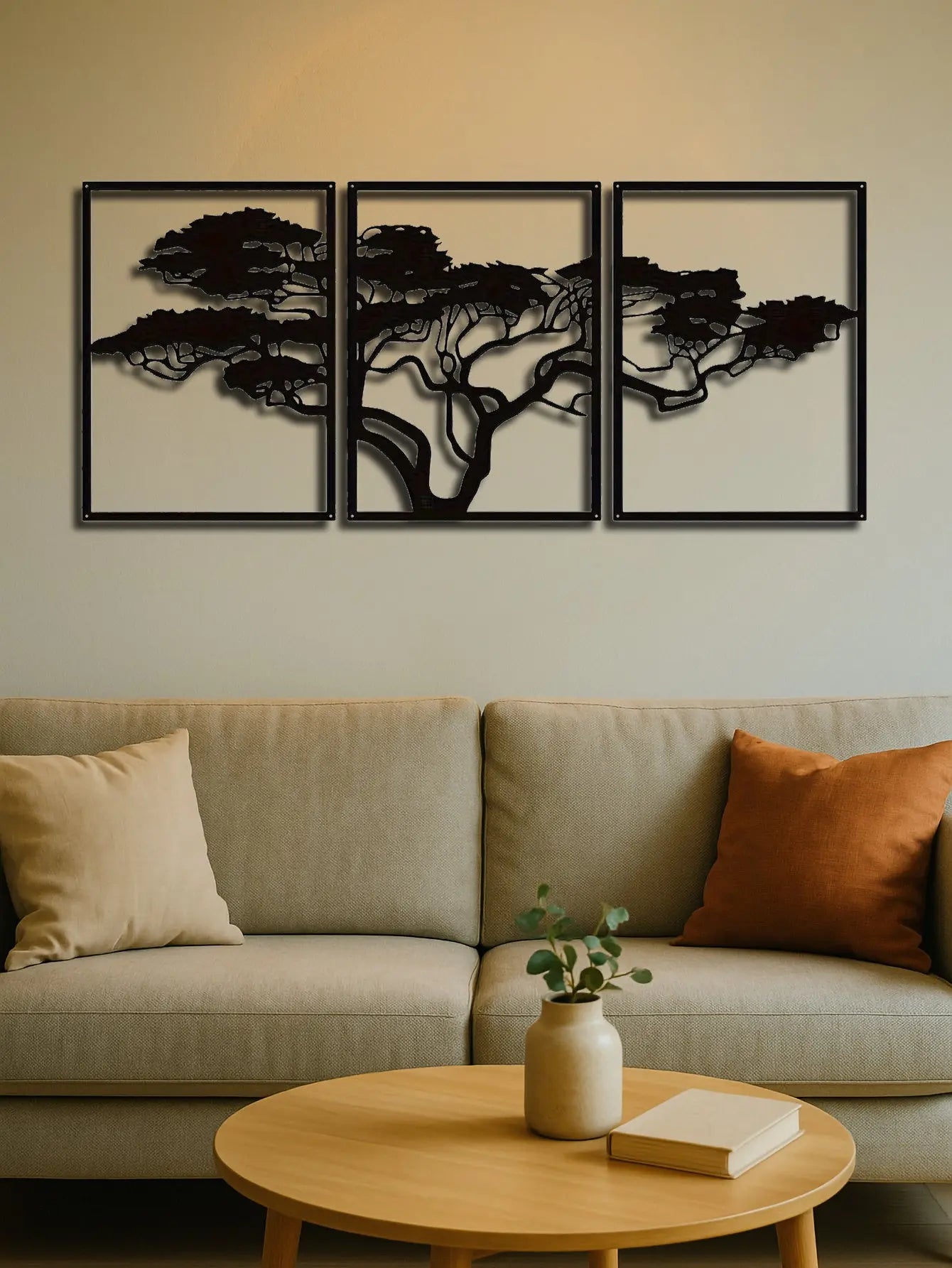 Set Of 3 Black Metal Tree Of Life Wall Arts,Stunning Boho Spiritual Decor DC-Funny Candle Co