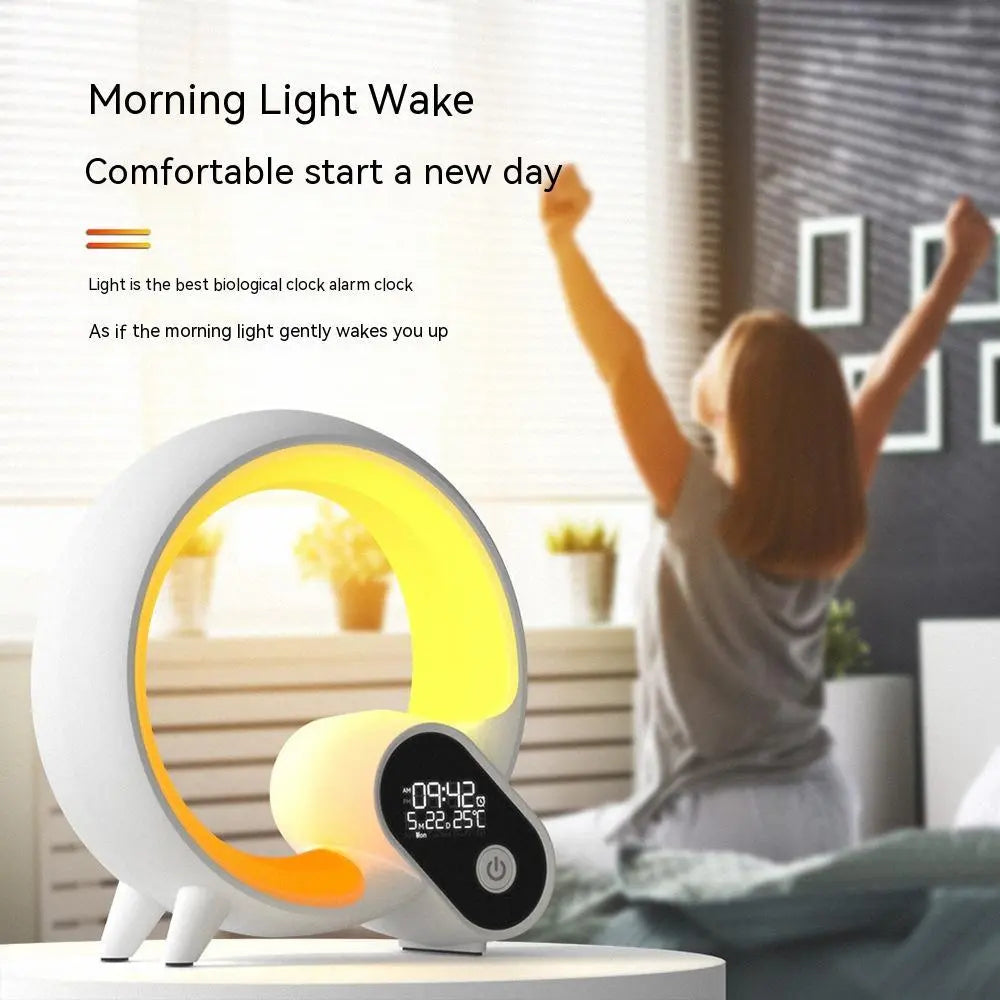 Creative Q Light Analog Sunrise Digital Display Alarm Clock Bluetooth Audio Intelligent Wake-up Q Colorful Atmosphere Light The Hippie Vibe Shop