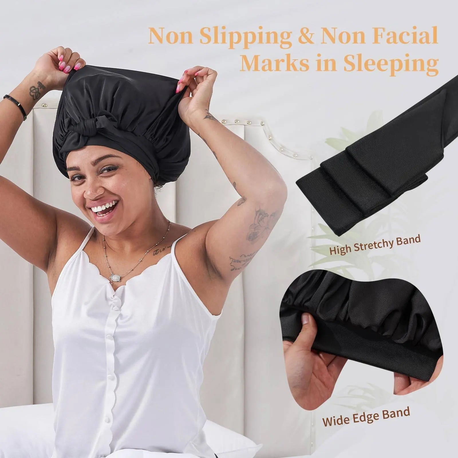 Silk Bonnet, Satin Hair Bonnet For Sleeping For Wavy Curly Natural Hair DC-Funny Candle Co