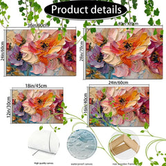 1pc Vibrant Floral Canvas Art With Wooden Frame - Textured Pastel Flowers, Abstract Blossom Arrangement For Home & Office Decor, Ideal For Living Room, Corridor, Anniversary DC-Funny Candle Co