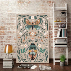 1pcs Modern Classic Wood Frame Canvas Wall Decor With Plant Flower & Butterfly Print, Girls Bedroom Wrap Canvas Painting, Animal Nature Digital Art, Realism Mid-Century Bohemian Collegiate Room Decor DC-Funny Candle Co