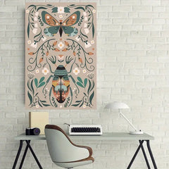 1pcs Modern Classic Wood Frame Canvas Wall Decor With Plant Flower & Butterfly Print, Girls Bedroom Wrap Canvas Painting, Animal Nature Digital Art, Realism Mid-Century Bohemian Collegiate Room Decor DC-Funny Candle Co