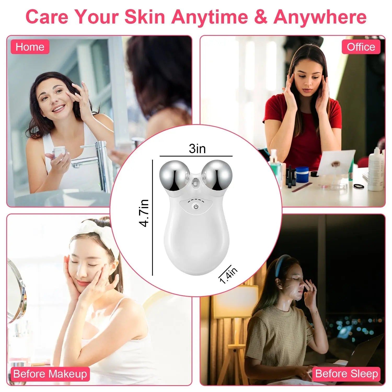 1Pc Micro-current Face Massager Rechargeable Face Neck Roller Intelligent Facial Massager With 5 Gears For Skin Tightening Skin Lifting Wrinkle Reducing DC-Funny Candle Co