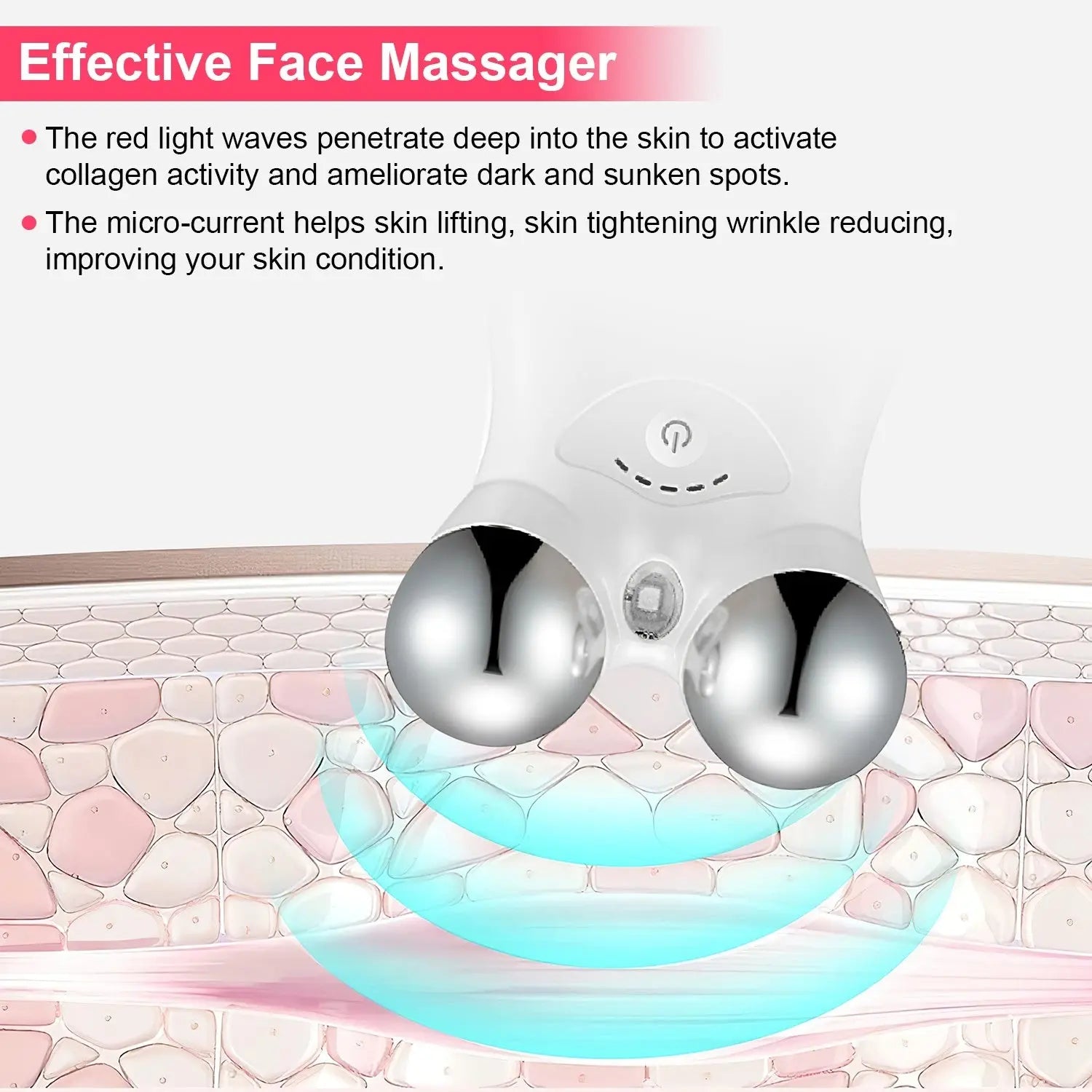 1Pc Micro-current Face Massager Rechargeable Face Neck Roller Intelligent Facial Massager With 5 Gears For Skin Tightening Skin Lifting Wrinkle Reducing DC-Funny Candle Co