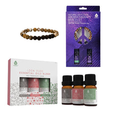 Pursonic Aromatherapy Bliss Bundle: Lava Stone Bracelet + Pure Essential Oils. DC-PURSONIC