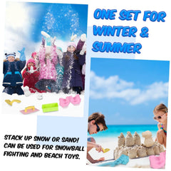 Set Of 15Pcs Winter Snowball Tool Kit Kids Snow Molds Outdoor Snow Beach Toys For Kids Toddlers Adults Snowman Snowflake Duck Dinosaur DC-Funny Candle Co