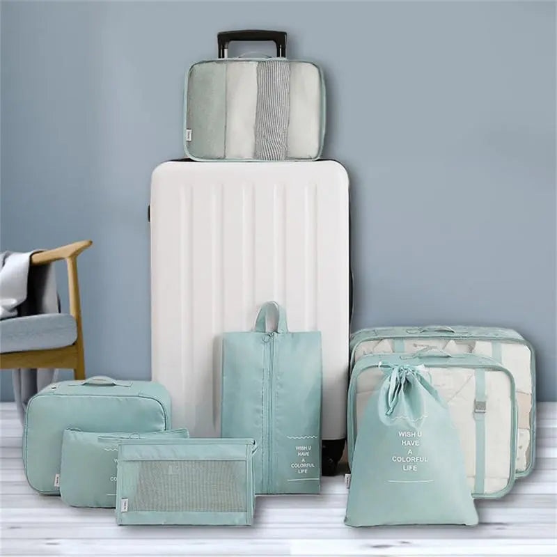 8-piece Set Luggage Divider Bag Travel Storage Clothes Underwear Shoes Organizer Packing Cube Bag The Hippie Vibe Shop