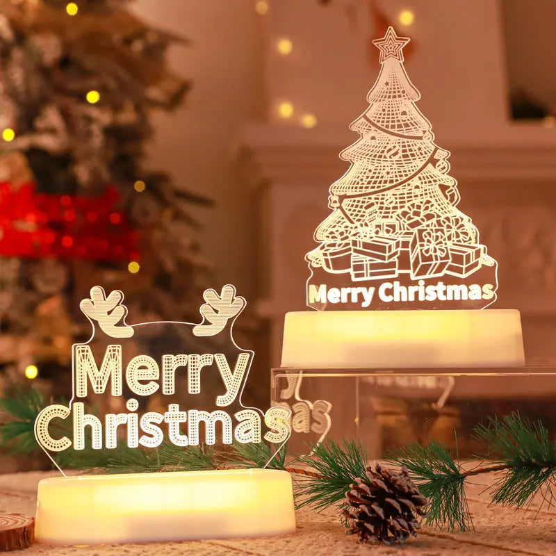 Christmas Decoration 3D Lamp Acrylic LED Night Lights New Year Valentines Day Christmas Kids Gift Christmas Ornaments The Hippie Vibe Shop