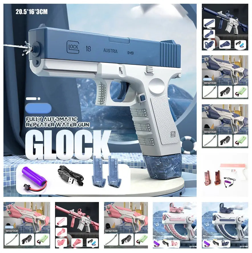 Space Water Gun Electric Automatic Water Absorption Water Fights Toy Outdoor Beach Swimming Pool Bath Toys For Children Kid Gift DC-Funny Candle Co