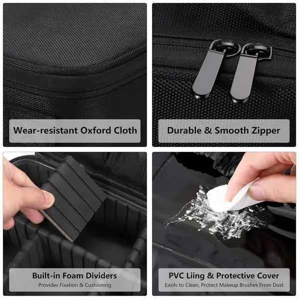 Travel Cosmetic Bag, Women's Portable Cosmetic Case, Professional Cosmetic Storage Box With Adjustable Dividers DC-Funny Candle Co