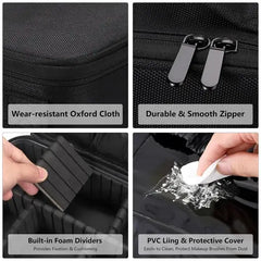 Travel Cosmetic Bag, Women's Portable Cosmetic Case, Professional Cosmetic Storage Box With Adjustable Dividers DC-Funny Candle Co