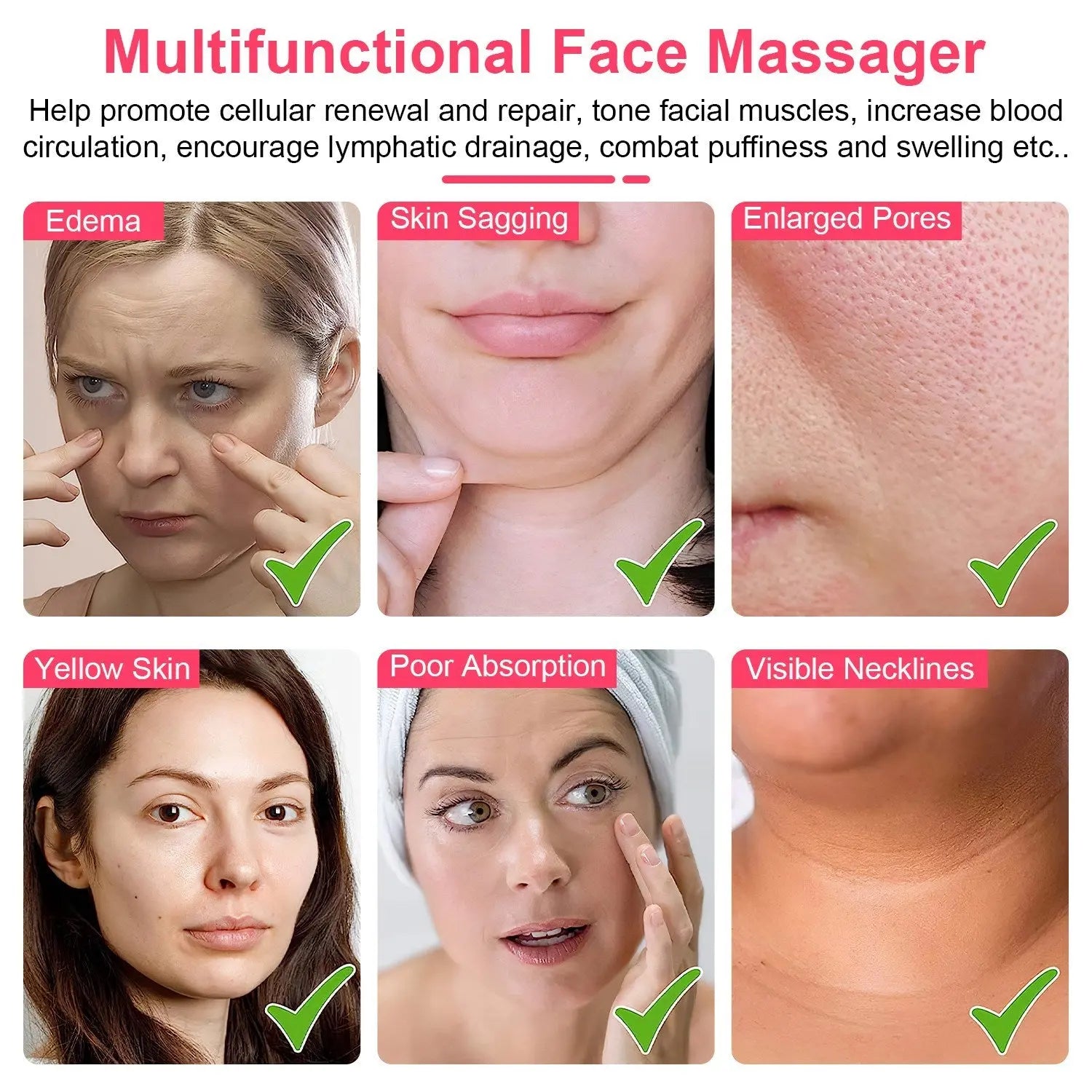 1Pc Micro-current Face Massager Rechargeable Face Neck Roller Intelligent Facial Massager With 5 Gears For Skin Tightening Skin Lifting Wrinkle Reducing DC-Funny Candle Co