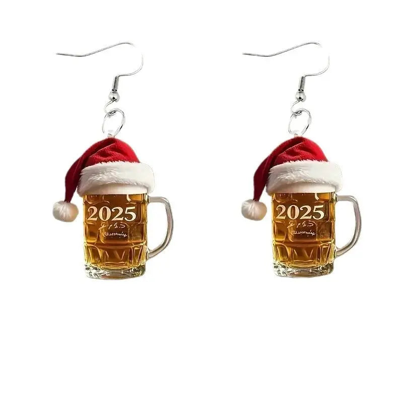2025 Christmas Beer Steins Acrylic Earrings The Hippie Vibe Shop