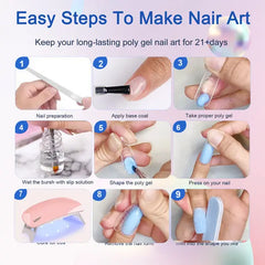 6 PCS Polygel Nail Kits With UV Light, Sliding Solution, Top Primer, Builder Nail Art Tools DC-Funny Candle Co