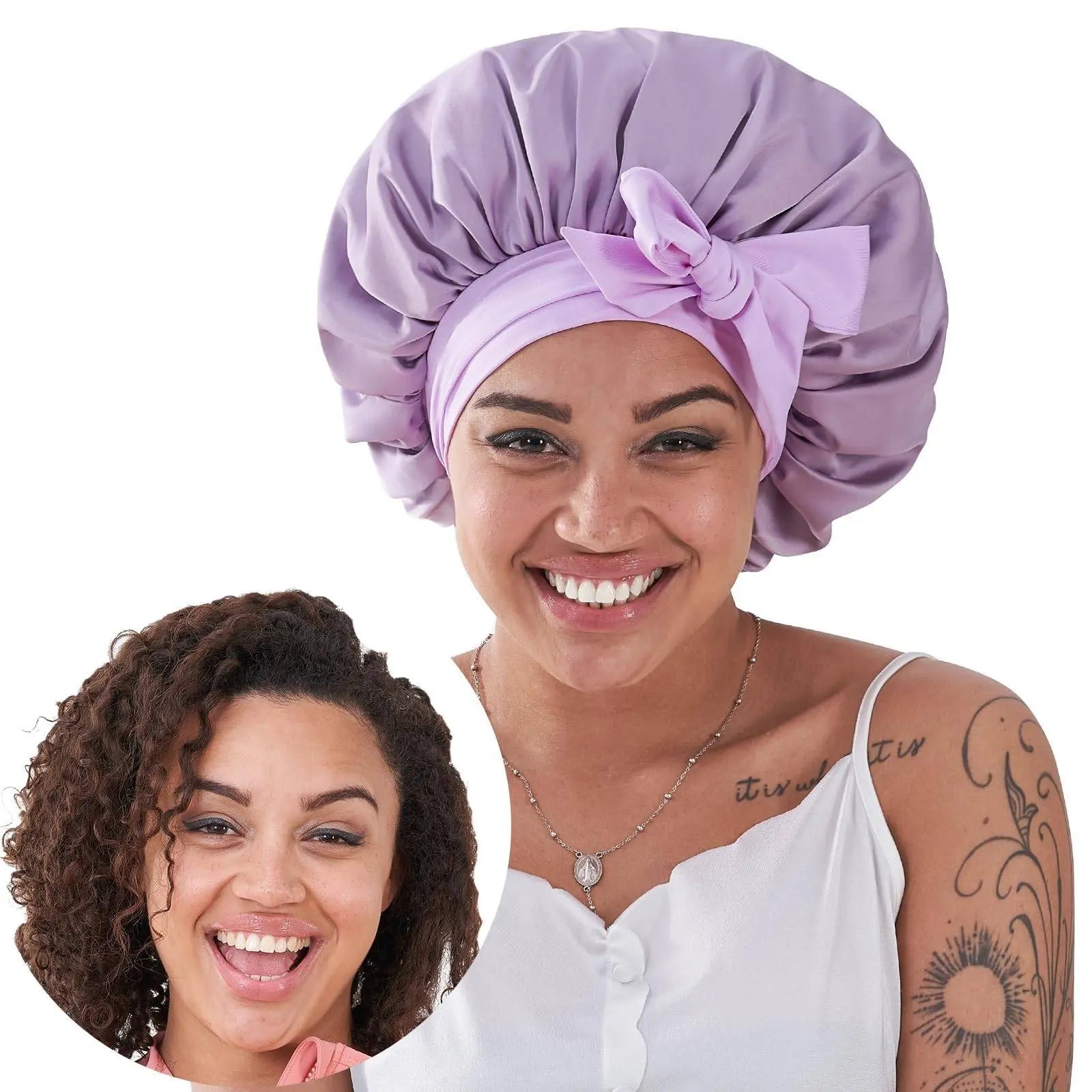 Silk Bonnet, Satin Hair Bonnet For Sleeping For Wavy Curly Natural Hair DC-Funny Candle Co