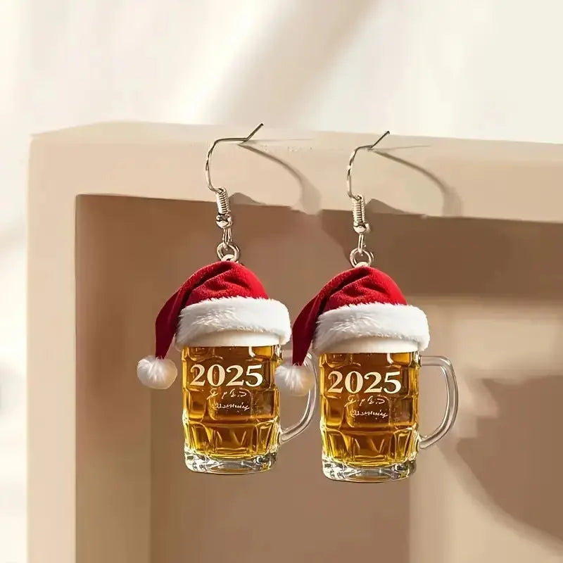 2025 Christmas Beer Steins Acrylic Earrings The Hippie Vibe Shop