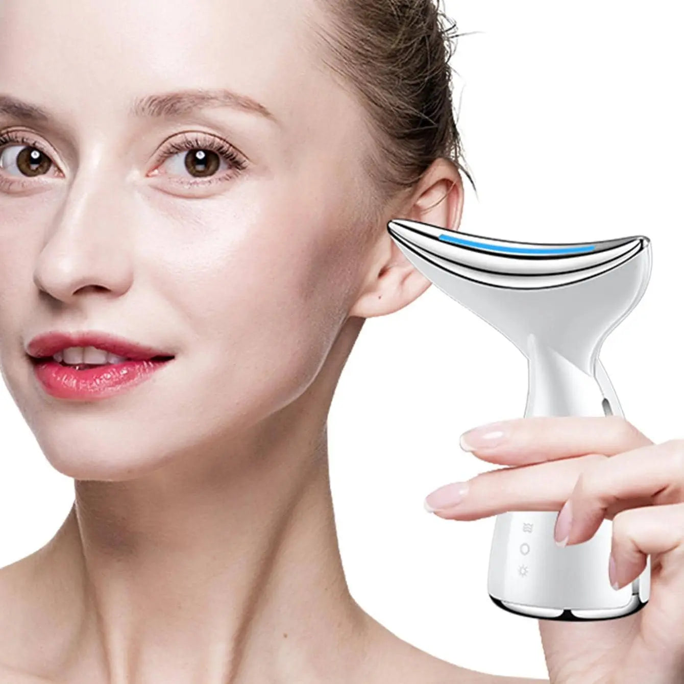 Face Tightening Device, Firm And Tightens Sagging Skin Face Neck Massager, Beauty Facial Massager For Women And Men - White DC-Funny Candle Co